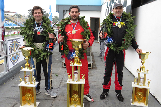 El podio de la Clase A 6° fecha: 1° Chao, 2° Nowak y 3° Pérez.